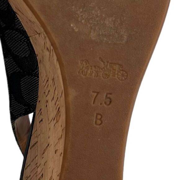 Coach Ferry Wedge Jacquard Monogram Black/Smoke/Black Cork Shoes - Picture 12 of 16